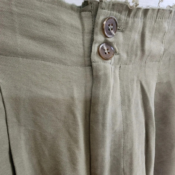 Pants Sans Souci  Khaki Rayon Wide Leg size L waist 16 1/2" - Picture 6 of 11